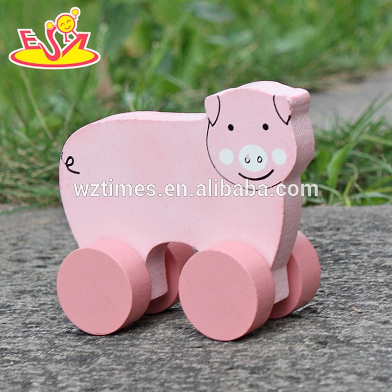 2018 New design baby wheels wooden pig toys best sale kids wooden pig toys top fashion children wooden pig toys W04A321