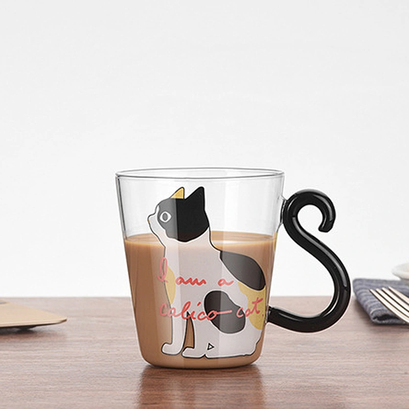 new item 2019 400ml lovely cat design cup cat glass cup cat cup mug