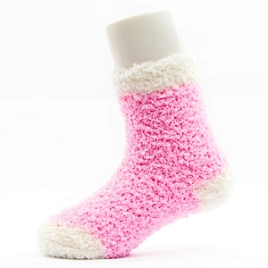 baby colorful double cuff pompoms thick cotton winter socks