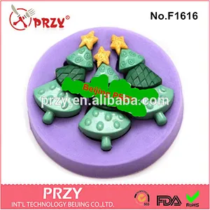 Model F1616 mulit christmas tree shapes cupcake decorative silicone mold
