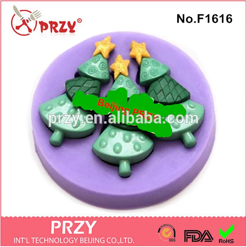 Model F1616 mulit christmas tree shapes cupcake decorative silicone mold
