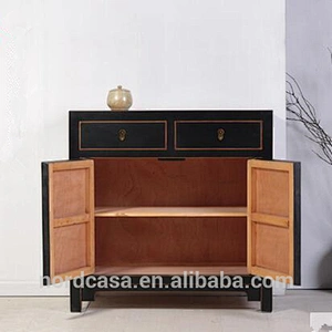 recycle pine wood antique style black chinese sideboard