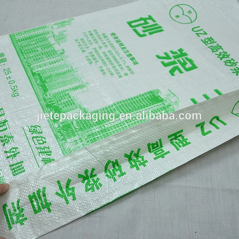 high quality recyclable plastic PP woven mortar, putty packaging bag with ordinary printing 25kg 50kg manufacturer from China