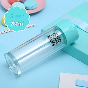 Chinese supplier double wall food grade high borosilicate glass auto tumbler 280ml coffee self stirring mug