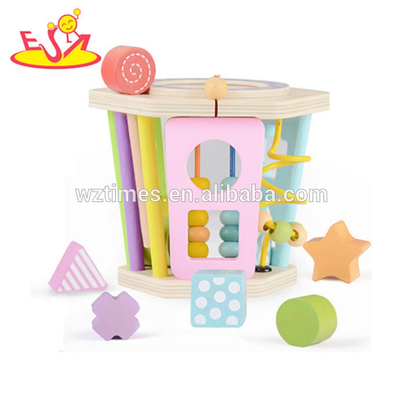 Buntes Puzzlespiel des Großhandels und hölzernes Multifunktionsspielzeug der Blöcke für Unterhaltung W12D092 des Babys