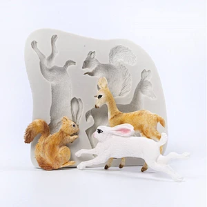 Rabbit Squirrel Deer Christmas Shape silicone cake mold