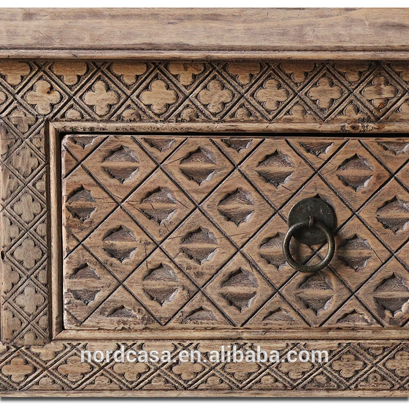 Antique Three Drawers Reclaimed Wood Writing Desk