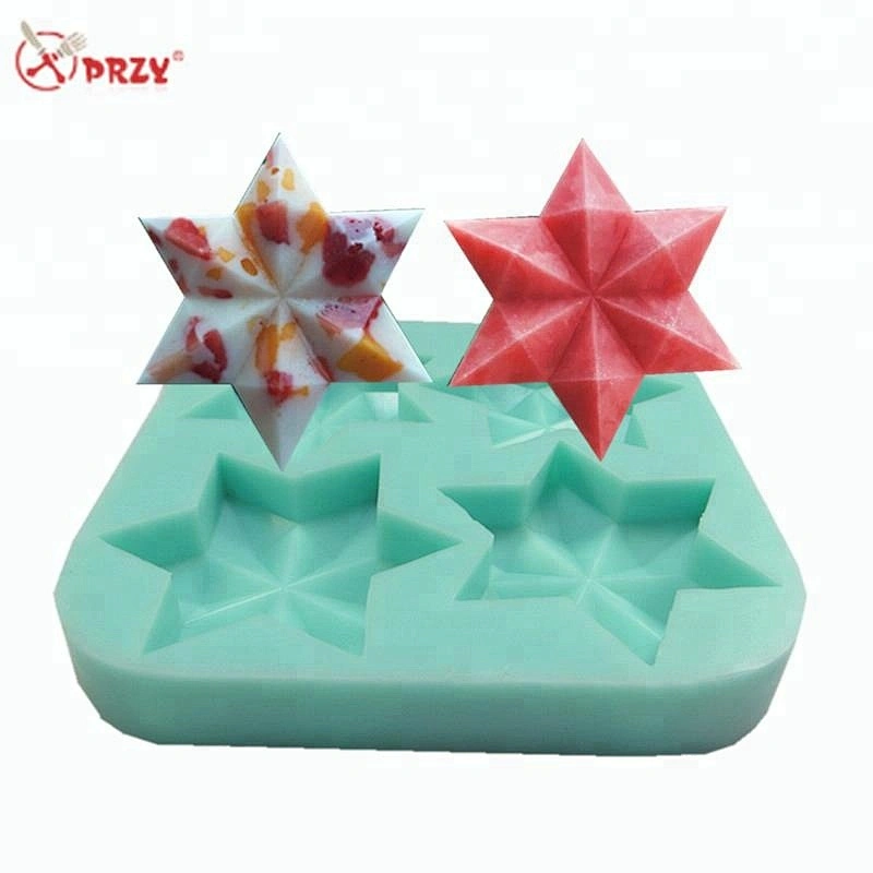 Star shaped Soap mold 4cavities Ice Cream mould Cake baking silicone molds