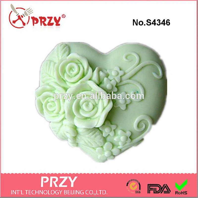 S4346 Triple Rose Heart Silicone soap mold silicon candle mold silicone rubber material