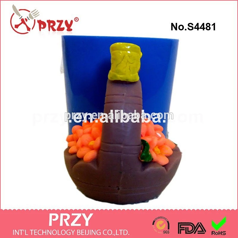 Flower basket silicone mold for soap ,3D basket candle mold , decorative handmade mold