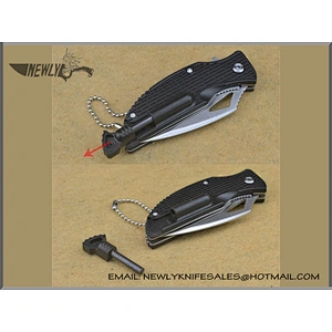 Outdoor Camping Survival Folding Tactical Pocket Knife With Fire Stick