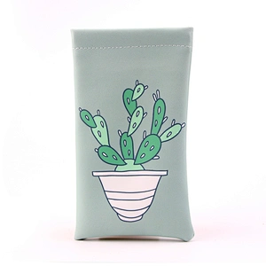 Cactus Printing Soft Sunglasses PU Pouch Glasses Pouch