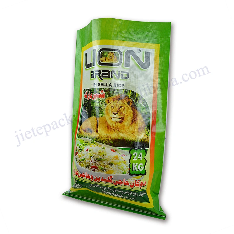 Green transparent virgin pp woven rice bag 25kg packaging