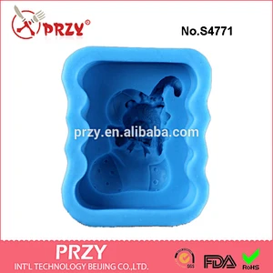 S4771 Silicone DIY Gift Christmas Stocking Socks Shape Cartoon Bear Soap Molds