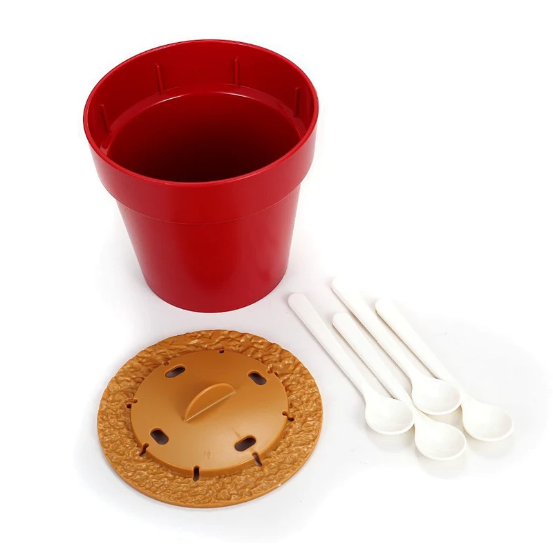Mugs & Spoon Set 4-piece for Drinking Coffee / Tea / Beverage, Creative Cactus Shape, Plastic Stacking Small Cups Mugs for Cute