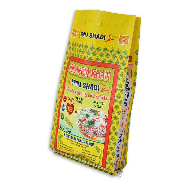 50kg 25kg 10kg custom design plastic pp woven yellow bread flour rice bags