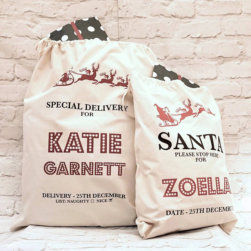 customs laminated christmas santa sack jute gunny sack gift burlap santa sack