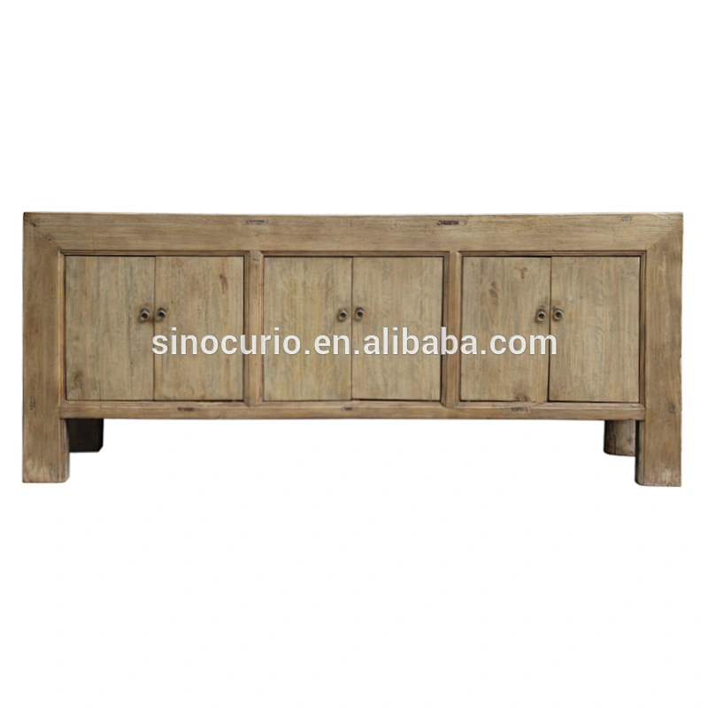 Chinese antique recycled wood natural furniture rustic bleached wooden buffet dining room cupboards