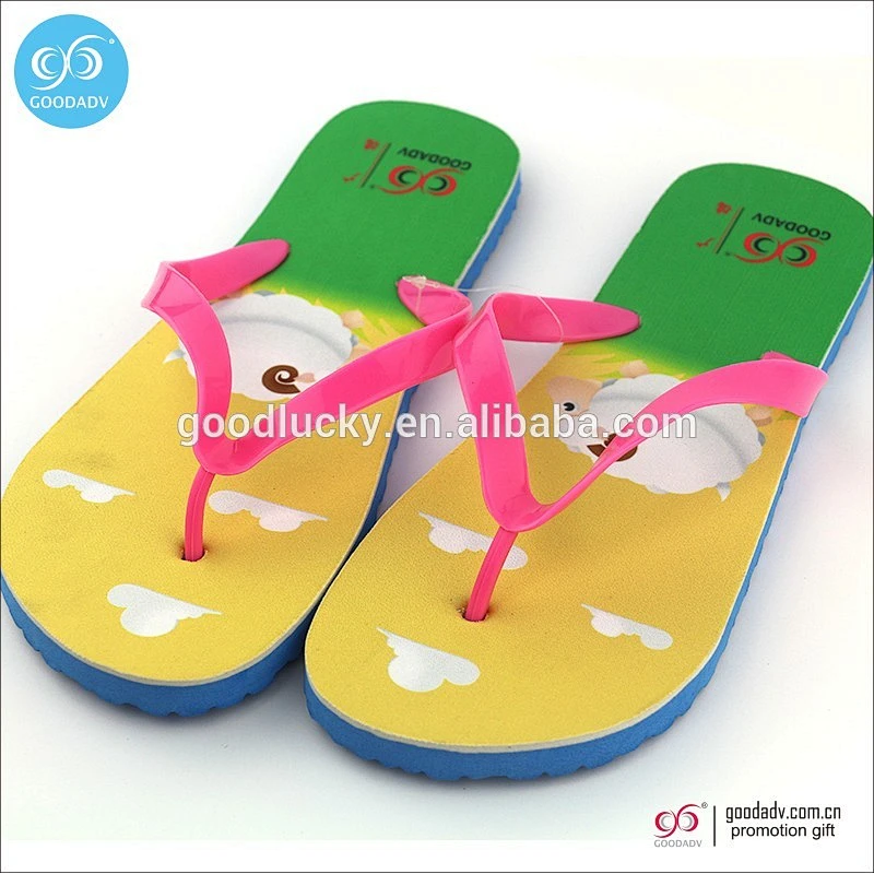 Promotional new design color printing men flip flops beach fashion slippers