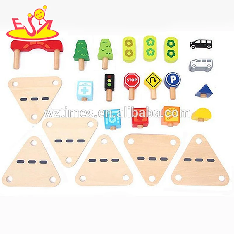 wholesale wooden parking garage toy set for kids W04B026