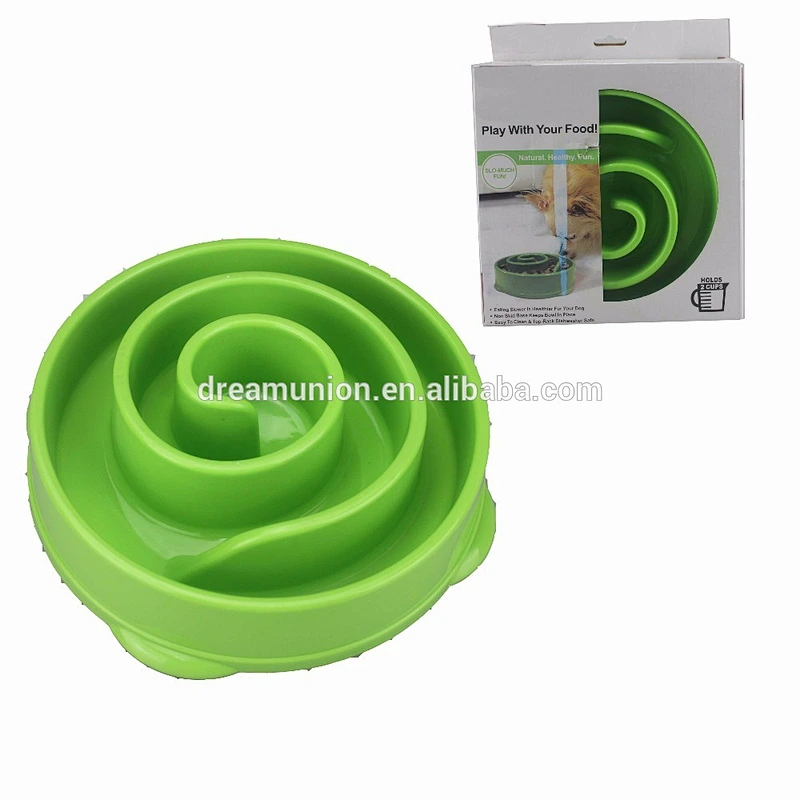 Outward Hound Fun Feeder Slow Feed Interactive Bloat Stop Dog Bowl Green New--