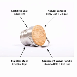 25 Oz Water Bottle w/Bamboo Lid and Handle, Vacuum Insulated, Copper Lined, Double Walled, Leak and Sweat Proof