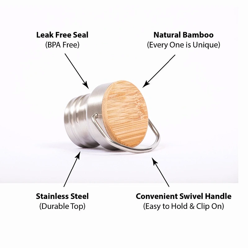 25 Oz Water Bottle w/Bamboo Lid and Handle, Vacuum Insulated, Copper Lined, Double Walled, Leak and Sweat Proof
