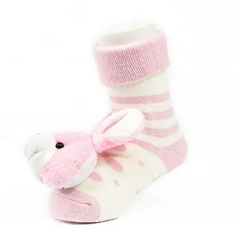 Autumn Winter wholesale kids manufacturers Newborn non slip floor lovely cartoon cat bear coral velvet Baby shoe Socks
