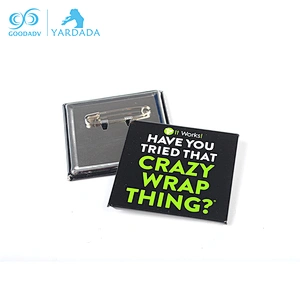 Cheap square tinplate button badge for promotional gifts