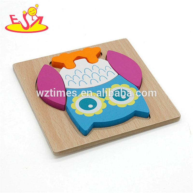 Wholesale creative owl design wooden jigsaw toy animal shape puzzle for children W14D038