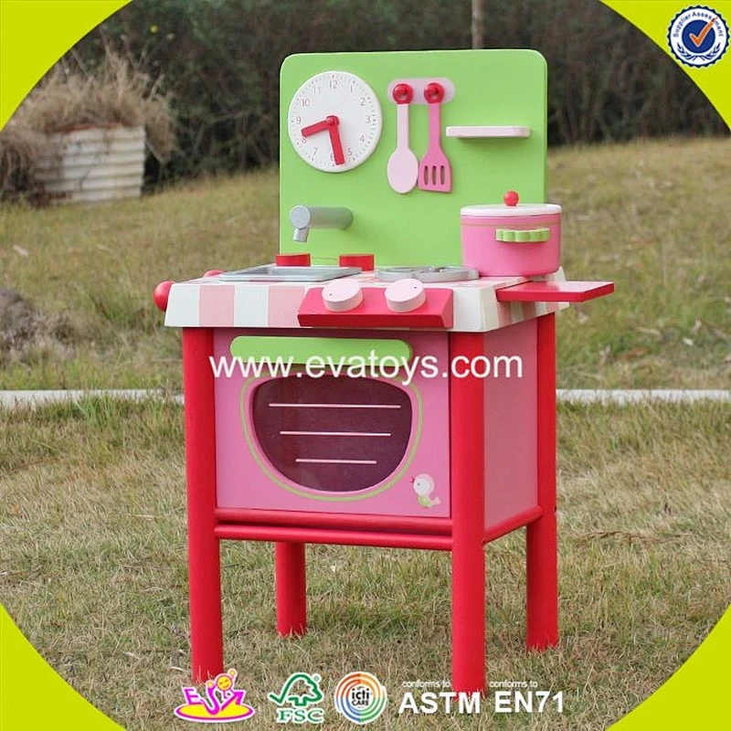 New design mini pink wooden small toy kitchen for girls pretend play W10C269