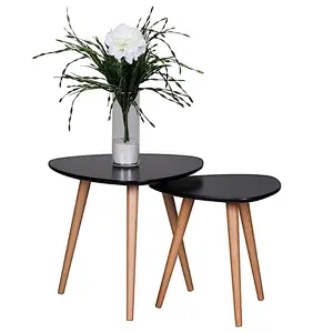 scandinavian triangle coffee table 2 sets with black MDF top