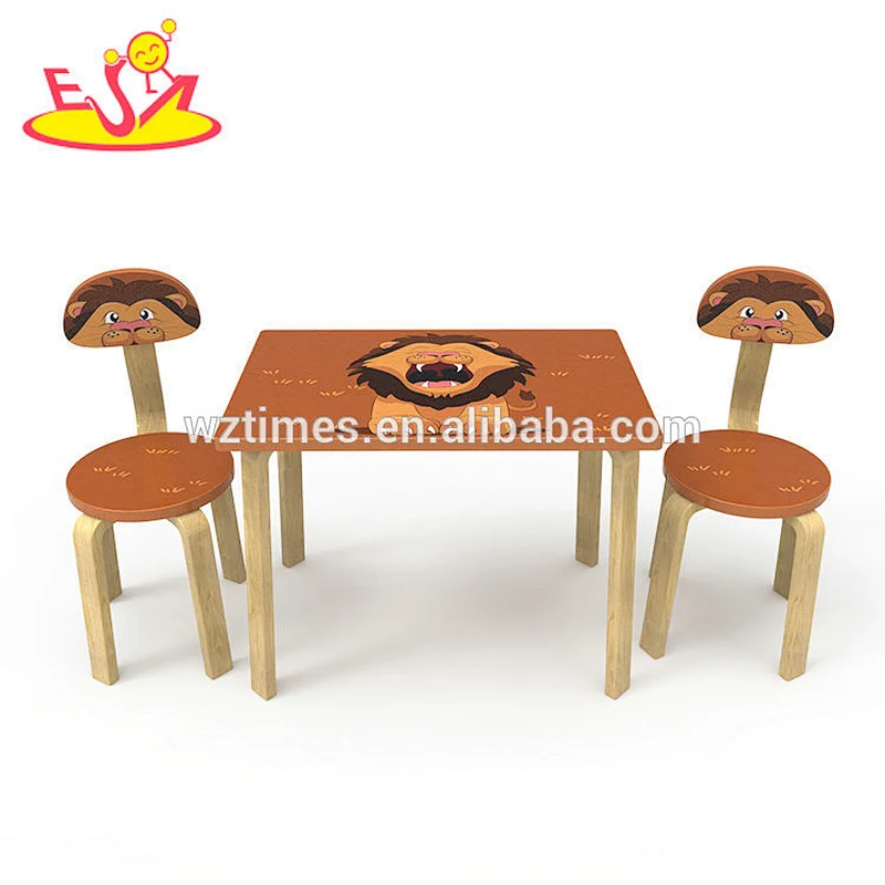 2018 New Original Design preschool brown wooden kids tables chair sets with oem W08G246