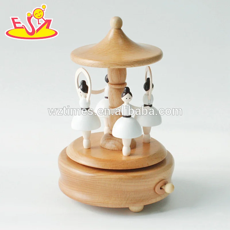 Wholesale high quality girls toys wooden dancing music box handmade W07B056