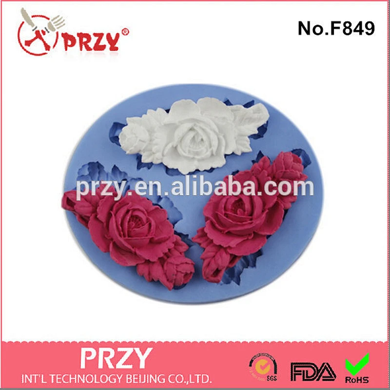 Gum paste resin flower cake decor silicone mold for fondant