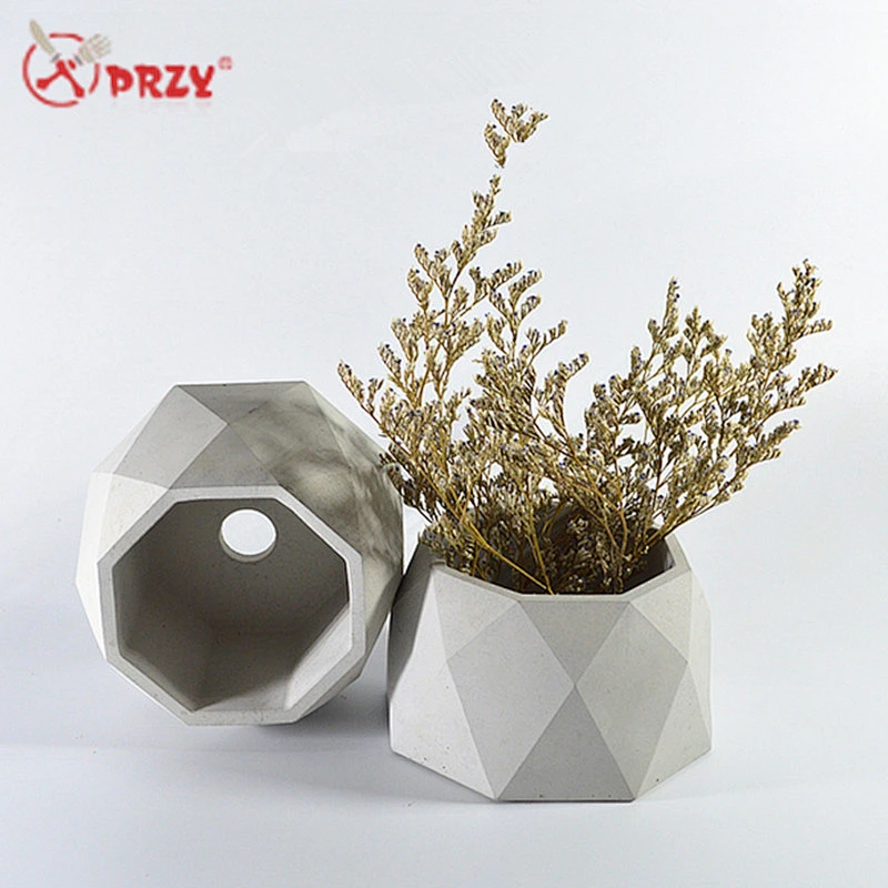 Noric Geometric octagon Concrete flower pot molds silicone diamond Cement Desktop Decorations Molds