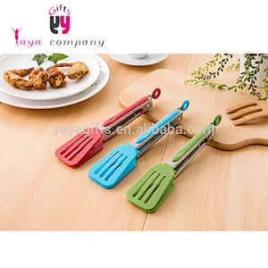 Food Grade Heat Resistant Stainless Steel Locking Silicon Spatula Tongs