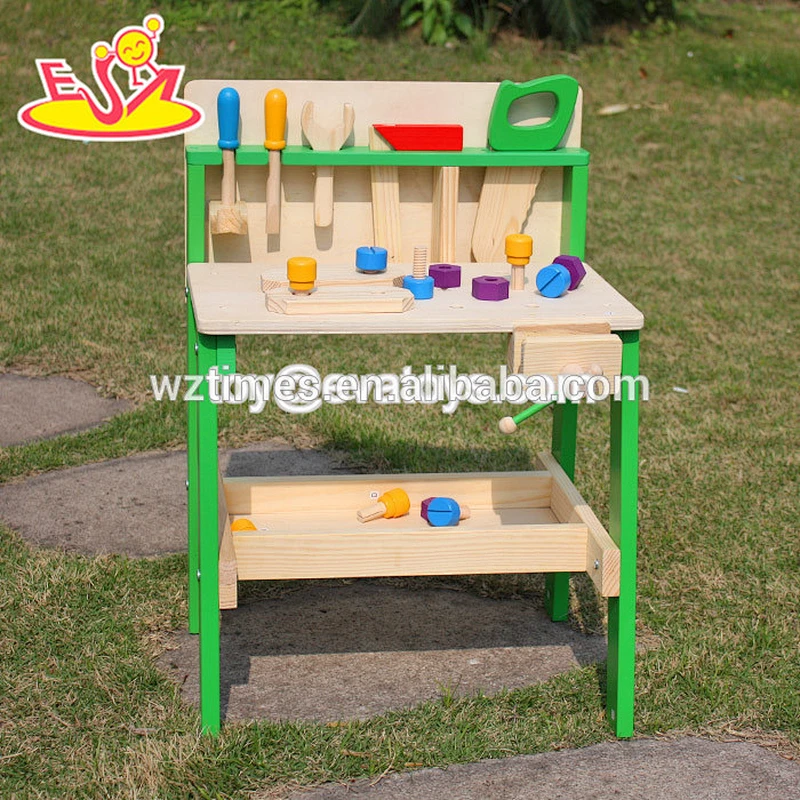 wholesale DIY pretend children wooden workbench toy interesting baby wooden workbench toy W03D028