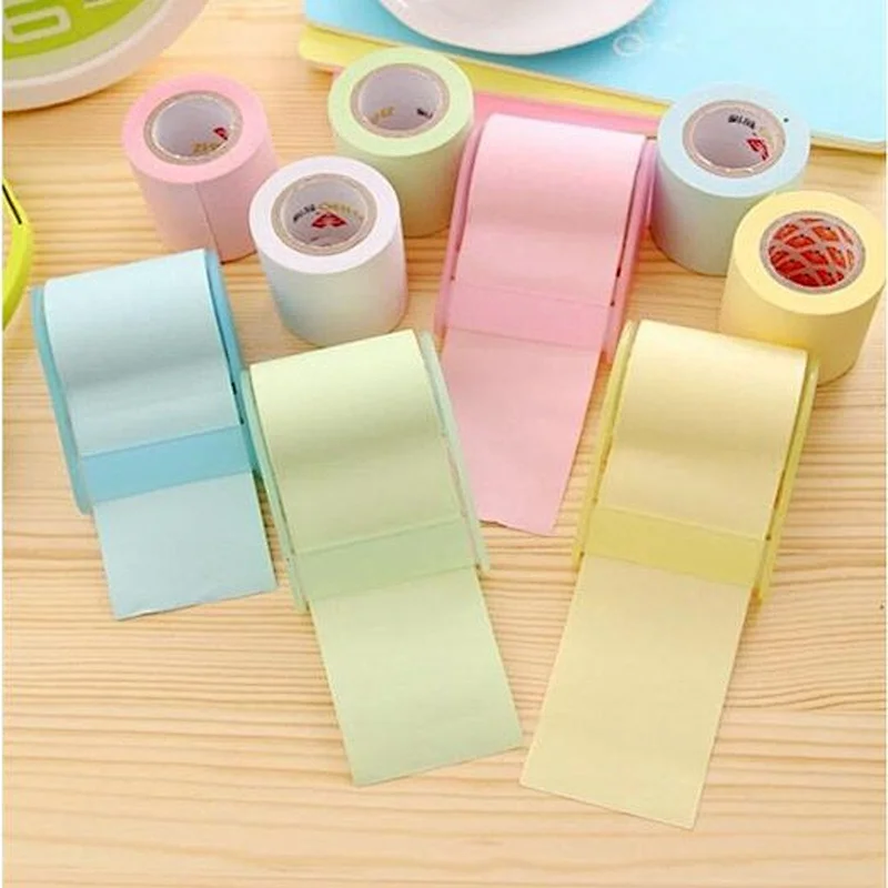 Multi-Color Sticky Note Pad Roll Reminder Paper Handy Memo Self-note Dispensers