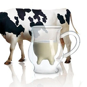 Unique design dairy cow shape milk glass cup match glass handle for drinking