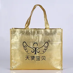 Wholesale golden non-woven shopping bag with handle