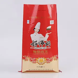 Custom color printing woven bag 15 kg for rice packaging