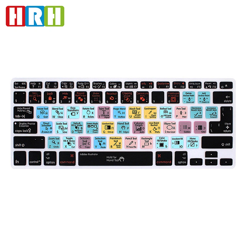 China Supplier Ado be Illustrator AI Hotkeys silicone keyboard skinKeyboard Protector Russian Custom Keyboard Skin For macbook