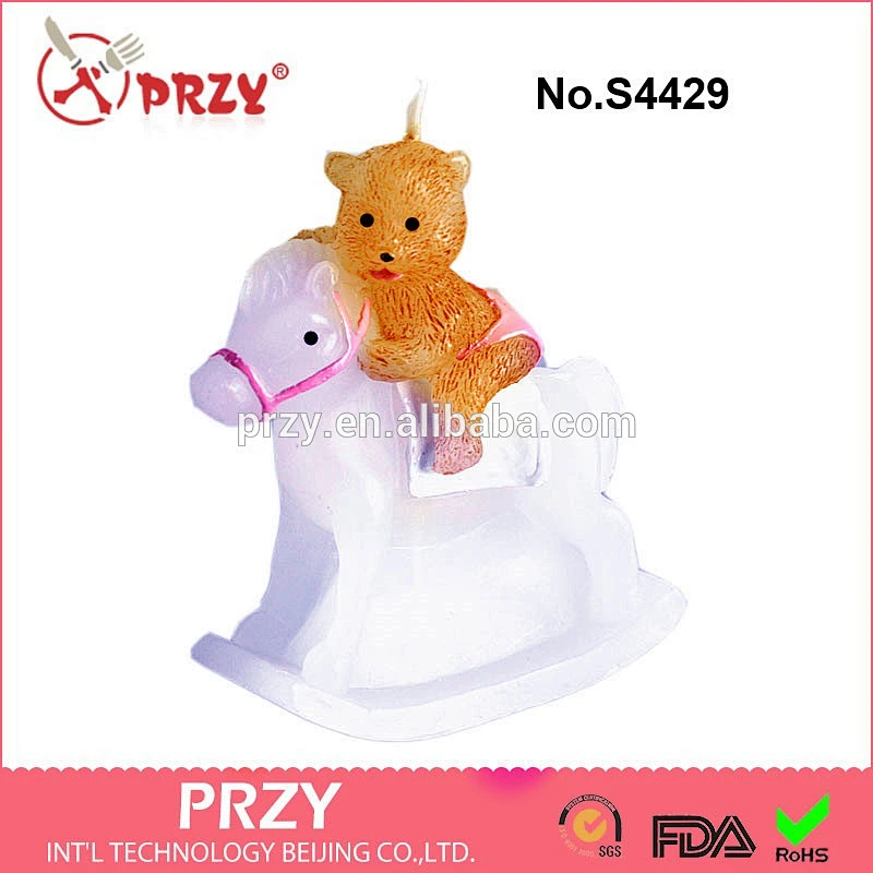 S4429 Bear riding silicone candle molds, creative soap molds, cake decoration mold