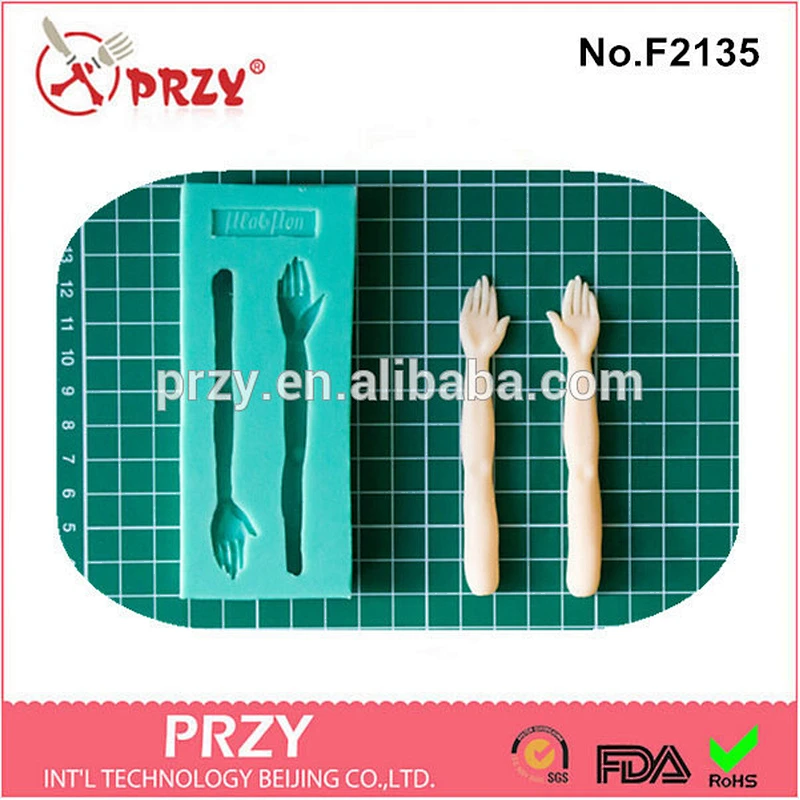 F2135 PRZY cake decorating human hand silicone fondant mould
