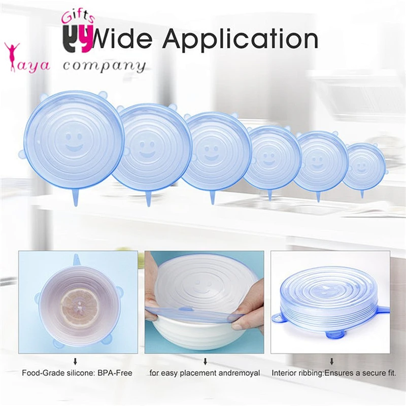 6 size Silicone Stretch Lids for bowl
