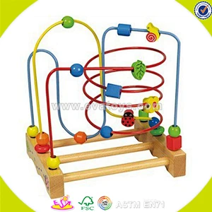 Wholesale hot sale baby wooden beads cubic toy funny wooden beads cubic toy god shape wooden beads cubic maze toy W11B047