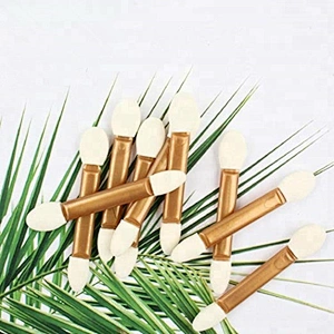 Disposable gold double ended small eyeshadow blender sponge brush set