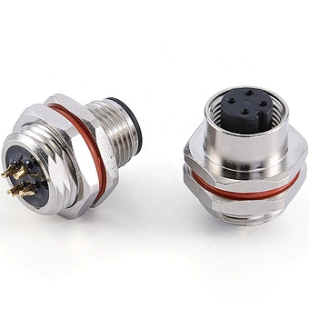 A code male rear panel mount waterproof 4pin M12 sensor connector