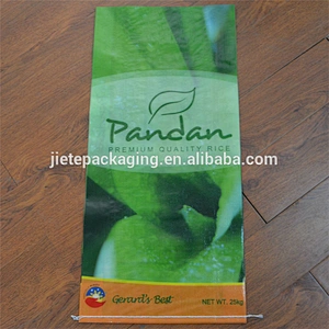 Customized pp rice bag 25kg with logo printing and bopp laminated green
